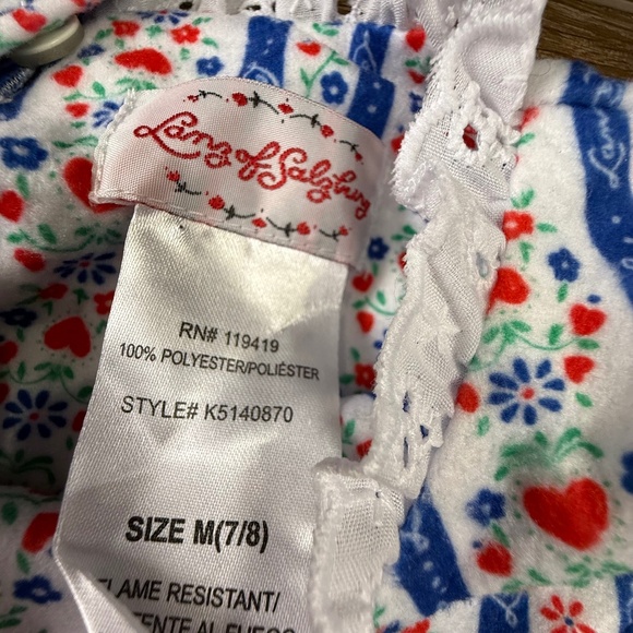 Lanz of Salzburg Girls Long-Sleeve Floral Hearts Classic Nightgown M 7/8 NWT - Picture 8 of 13